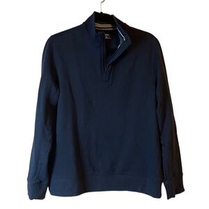 Untuckit Mens Navy Pullover Quarter Zip Cotton Long Sleeve Active Sweatshirt Med